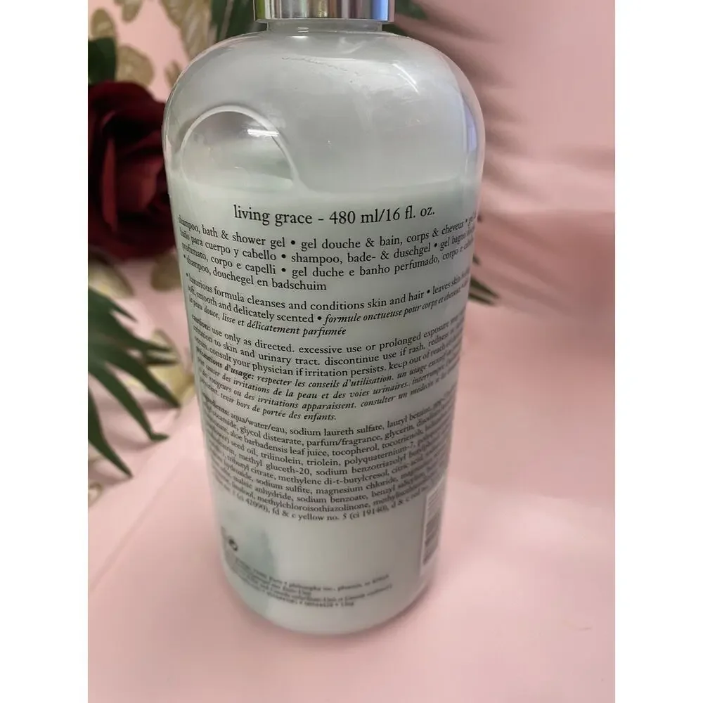 NEW Philosophy Living Grace 3-in-1 Shampoo Bath & Shower Gel 16oz W/Pump NO BOX